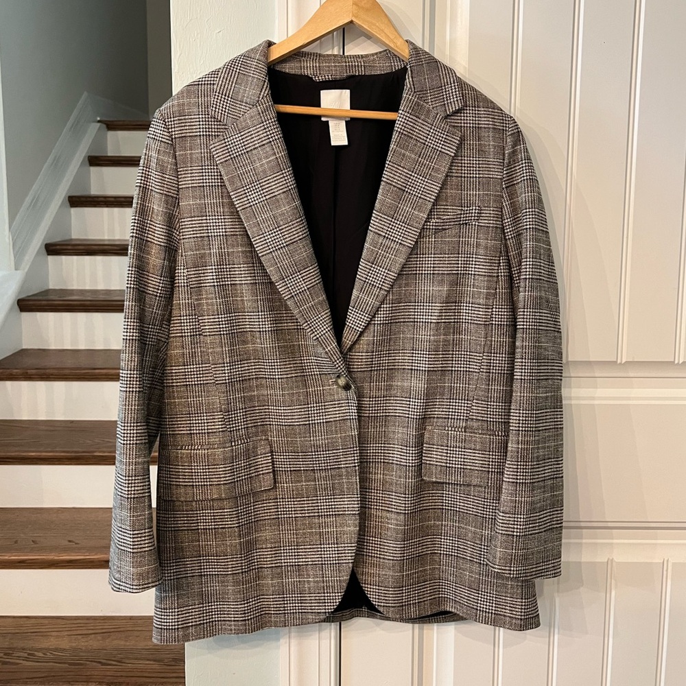 H&M Gray Plaid Blazer